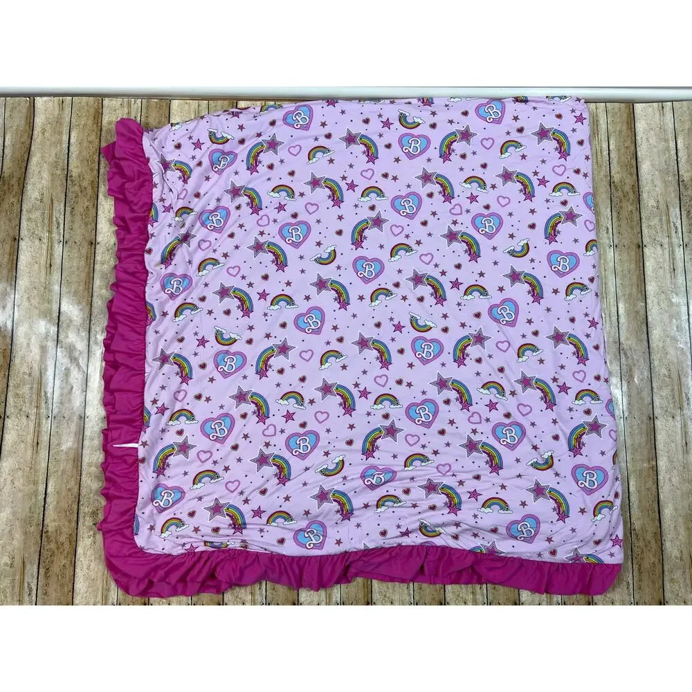 Posh Peanut Groovy Barbie Star Power Luxe Patoo Bamboo Blanket 60x60